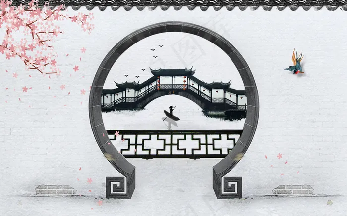 中式背景墙图片(9071x5669)psd模版下载