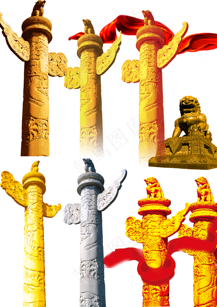 华表柱 石狮图片