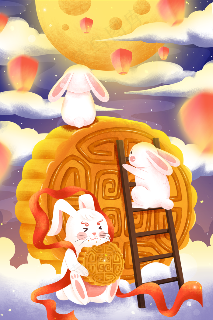中秋插画图片(1701x2551)psd模版下载