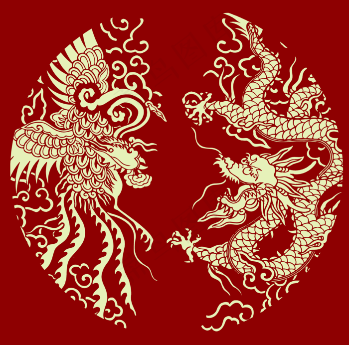 古装龙凤素材图片(7442x7362)psd模版下载