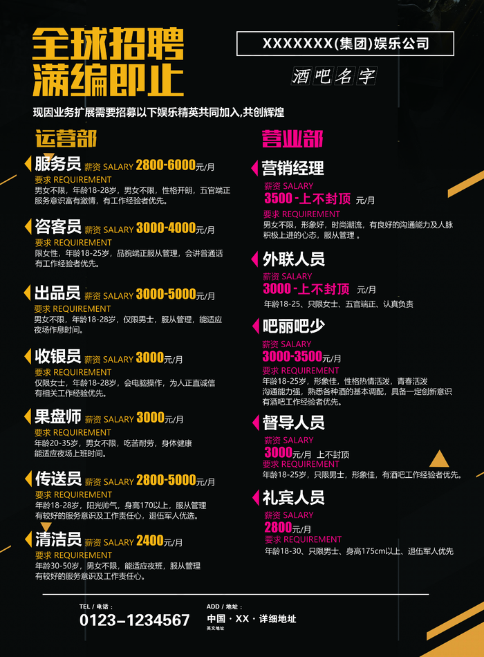 酒吧招聘图片(2480x3366)psd模版下载