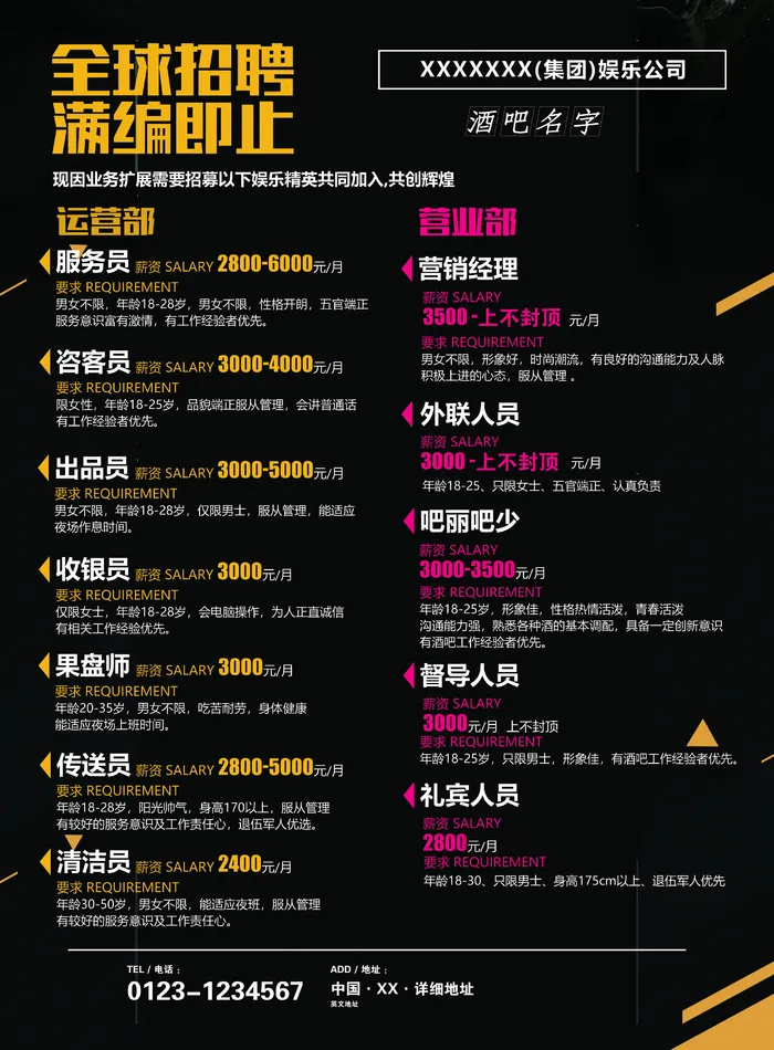 酒吧招聘图片(2480x3366)psd模版下载