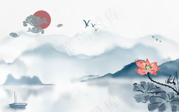 中式背景墙图片(9071x5669)psd模版下载