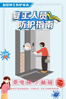 复工人员防护指南乘电梯少触碰图片