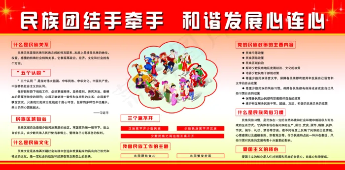 民族团结图片(3780x1867)psd模版下载
