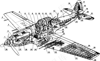 猎犬飞机剖析图高清透明素材图片