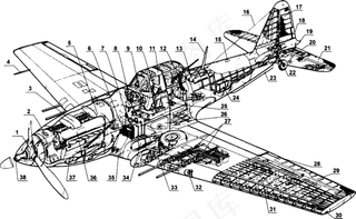 猎犬飞机剖析图高清透明素材图片