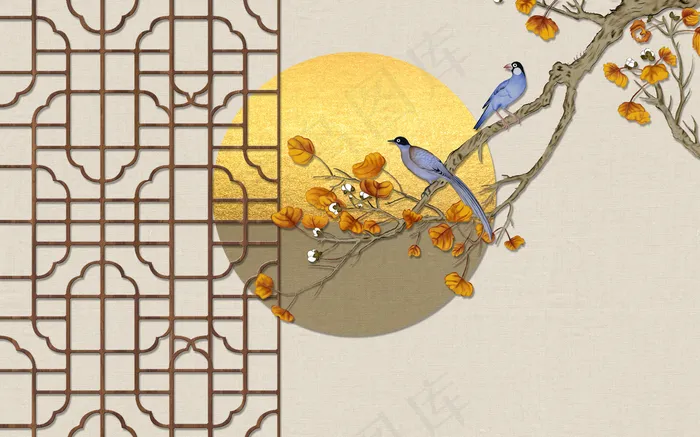 中式背景墙图片(9071x5669)psd模版下载