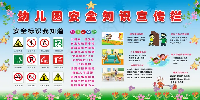幼儿园安全知识宣传栏图片(3402x1701)psd模版下载