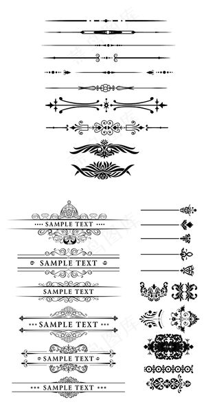黑色精美欧式花纹素材花边边条分图片