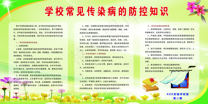 学校常见传染病防控知识图片(6803x3401)psd模版下载