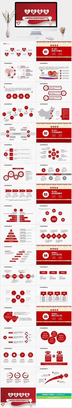 公益慈善宣传PPT红色营销PPT模板预览图