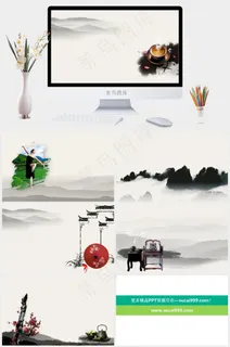 古色古香的中国风PPT背景灰色中国风标准PPT模板