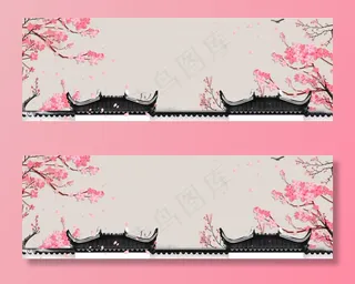 新中式桃花背景墙图片