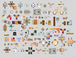 彩色平面家具         图片