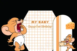 杰瑞鼠周岁宴背景板图片