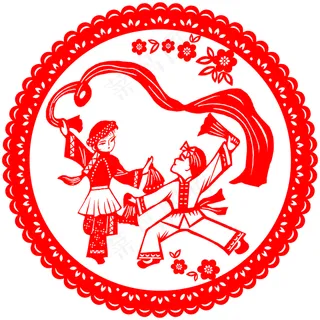 扭秧歌  剪纸图片