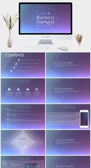 星空科技IOS风动态PPT模板蓝色营销PPT模板预览图