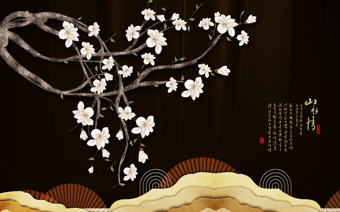 中式背景墙图片(9071x5669)psd模版下载