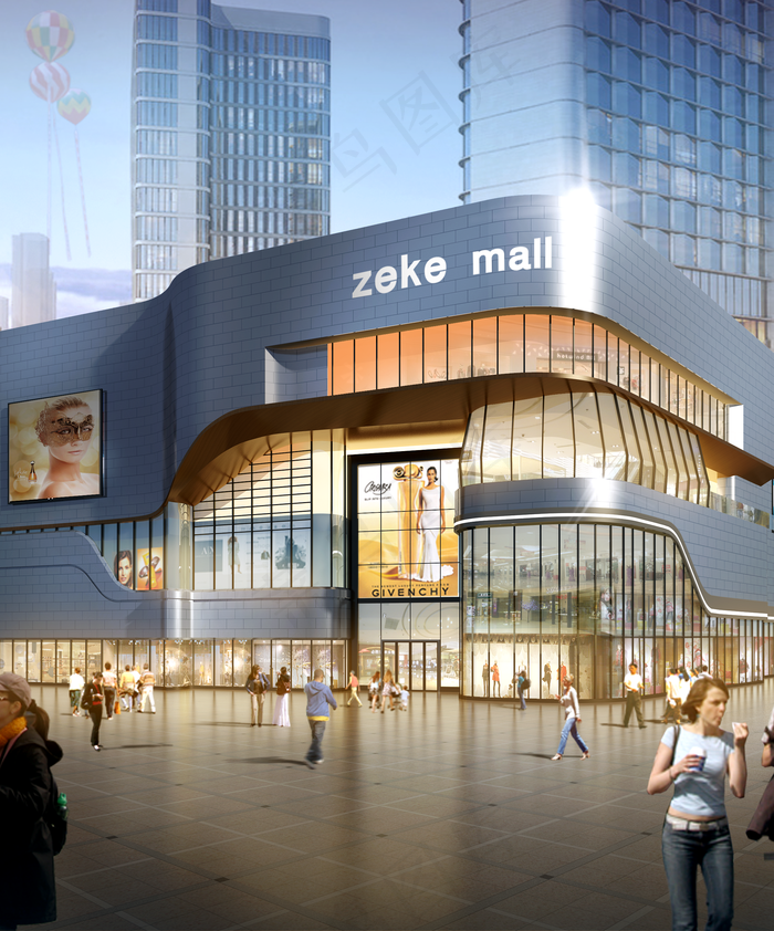 商业区 超市 效果图图片