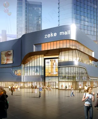 商业区 超市 效果图图片