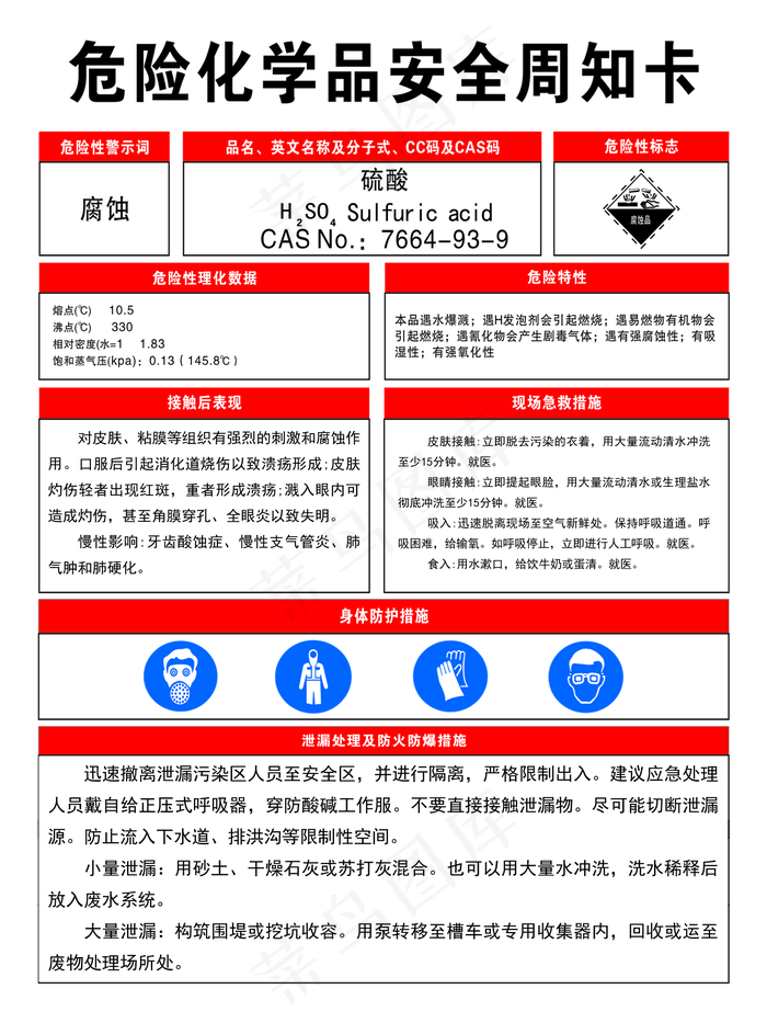 硫酸危险化学品周知卡图片(1701x2268)psd模版下载