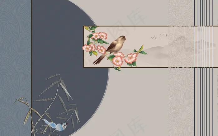 中式背景墙图片(9071x5669)psd模版下载