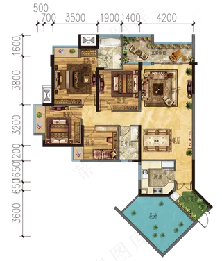 户型图 户型渲染 渲染 户型抠图片