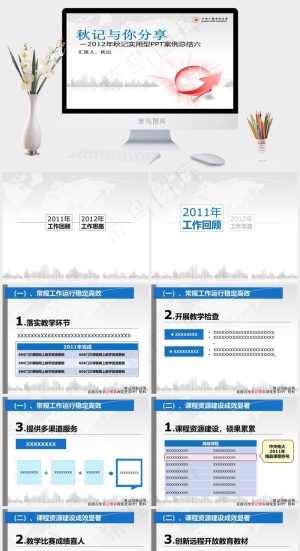 创意个人工作总结汇报静态ppt模板白色PPT模板预览图