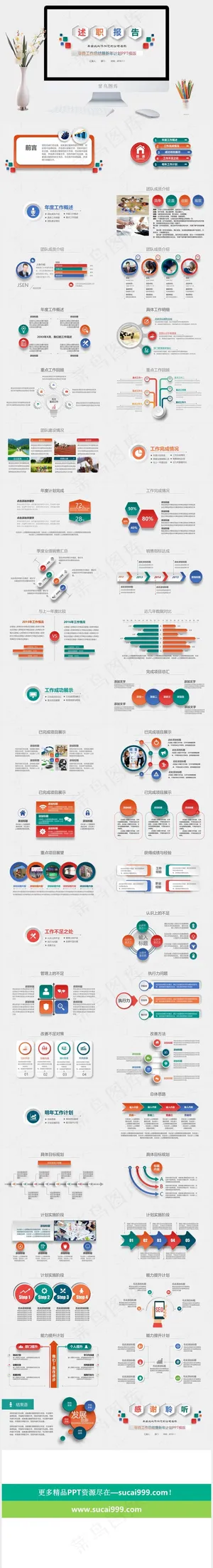 述职报告新年计划工作总结通用PPT灰色营销PPT模板预览图