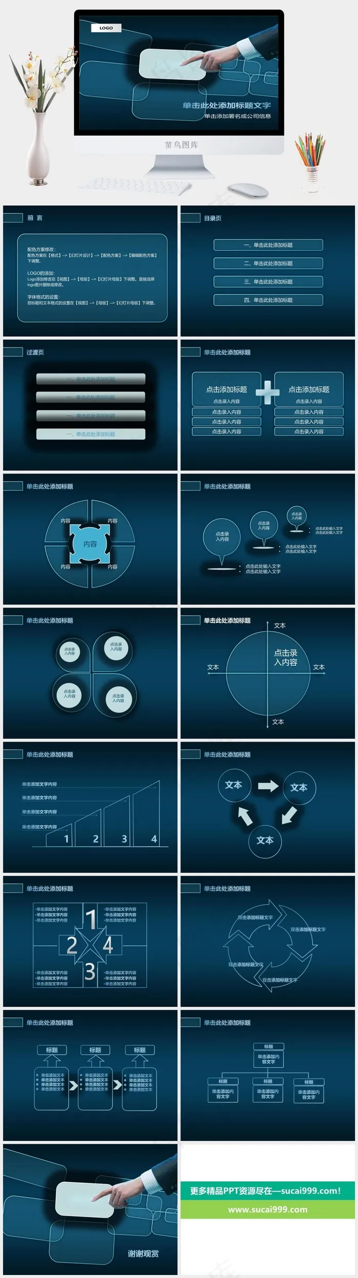 科技ppt蓝色突出PPT模板