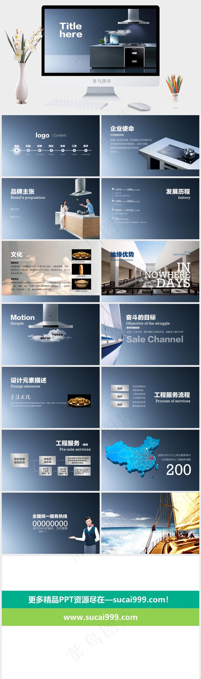 公司介绍产品宣传商务工作汇报画册PPT蓝色标准硬朗PPT模板