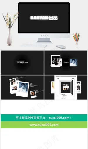 动态相册ppt模板灰色简洁硬朗PPT模板预览图