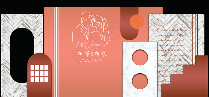 橙色泰式婚礼 秋色婚礼 橙色系图片(7087x3307)psd模版下载