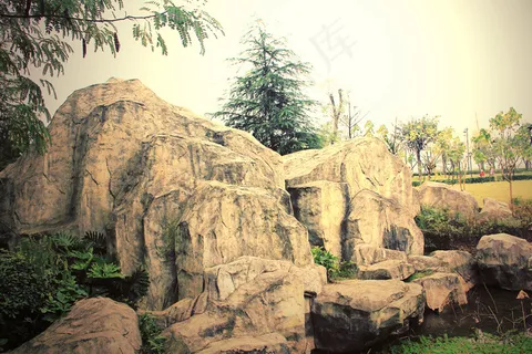 公园假山图片