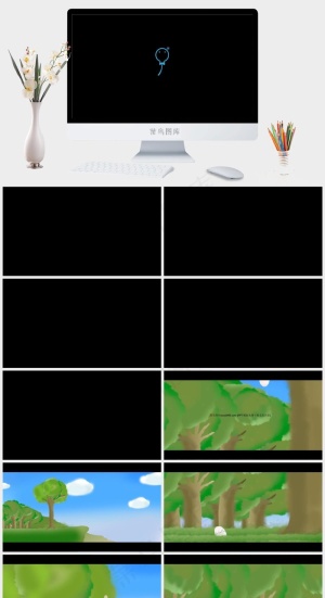 卡通小鸟的故事PPT模板黑色简洁高冷硬朗PPT模板