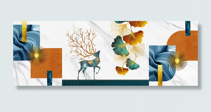 抽象几何麋鹿装饰画图片