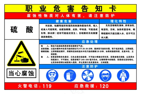 硫酸危害告知卡图片