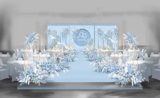 蓝色婚礼主舞台效果图图片