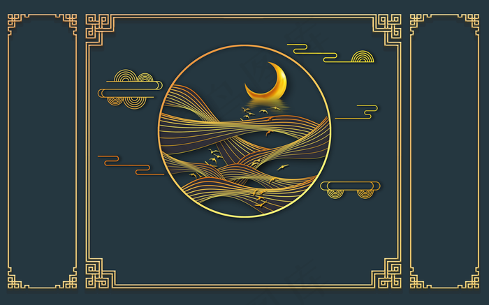 中式背景墙图片(9071x5669)psd模版下载