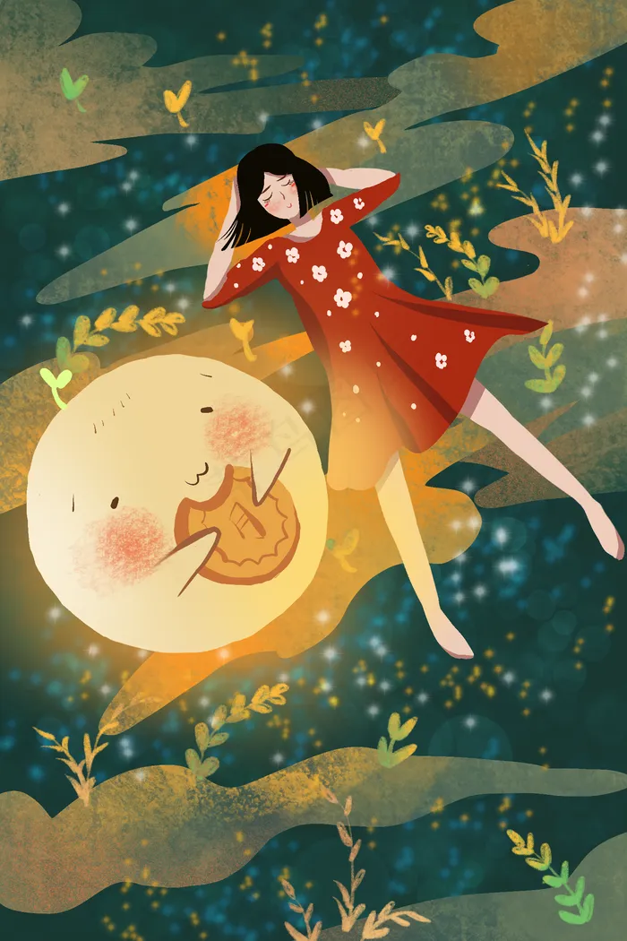 中秋手绘插画图片(undefinedxundefined)psd模版下载