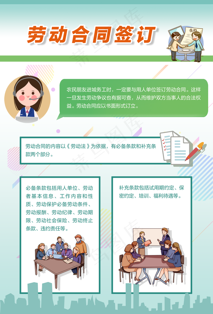 劳动合同签订海报图片
