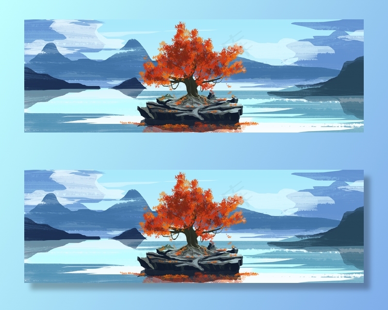 创意山水背景墙图片(11811x3937)psd模版下载