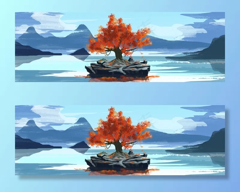 创意山水背景墙图片(11811x3937)psd模版下载