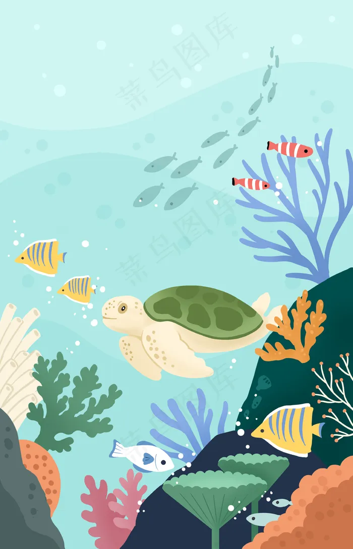 卡通海洋生物插画  图片(3378x5256)psd模版下载