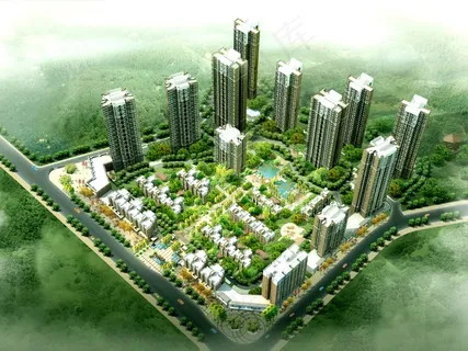 建筑鸟瞰图图片