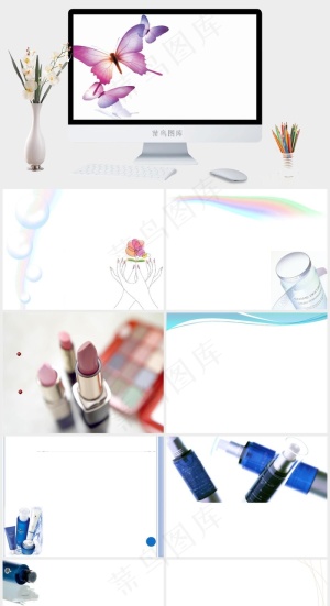 动态蝴蝶背景ppt模板白色简洁PPT模板预览图
