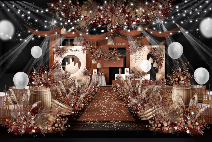 秋色婚礼主舞台效果图图片