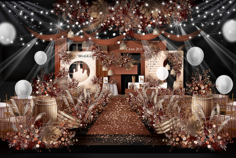 秋色婚礼主舞台效果图图片