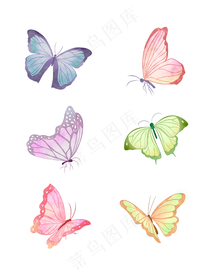 可爱的蝴蝶插画图片(3072x4107)psd模版下载